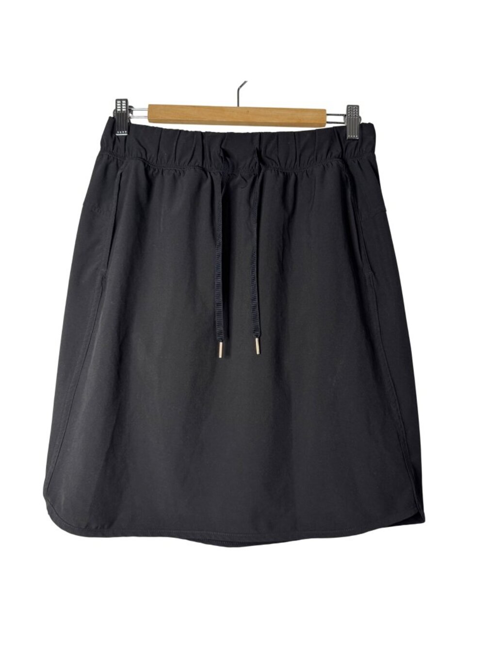 Calia Womens Medium Black Stretch Pull-On Skirt With Pockets & Drawstring